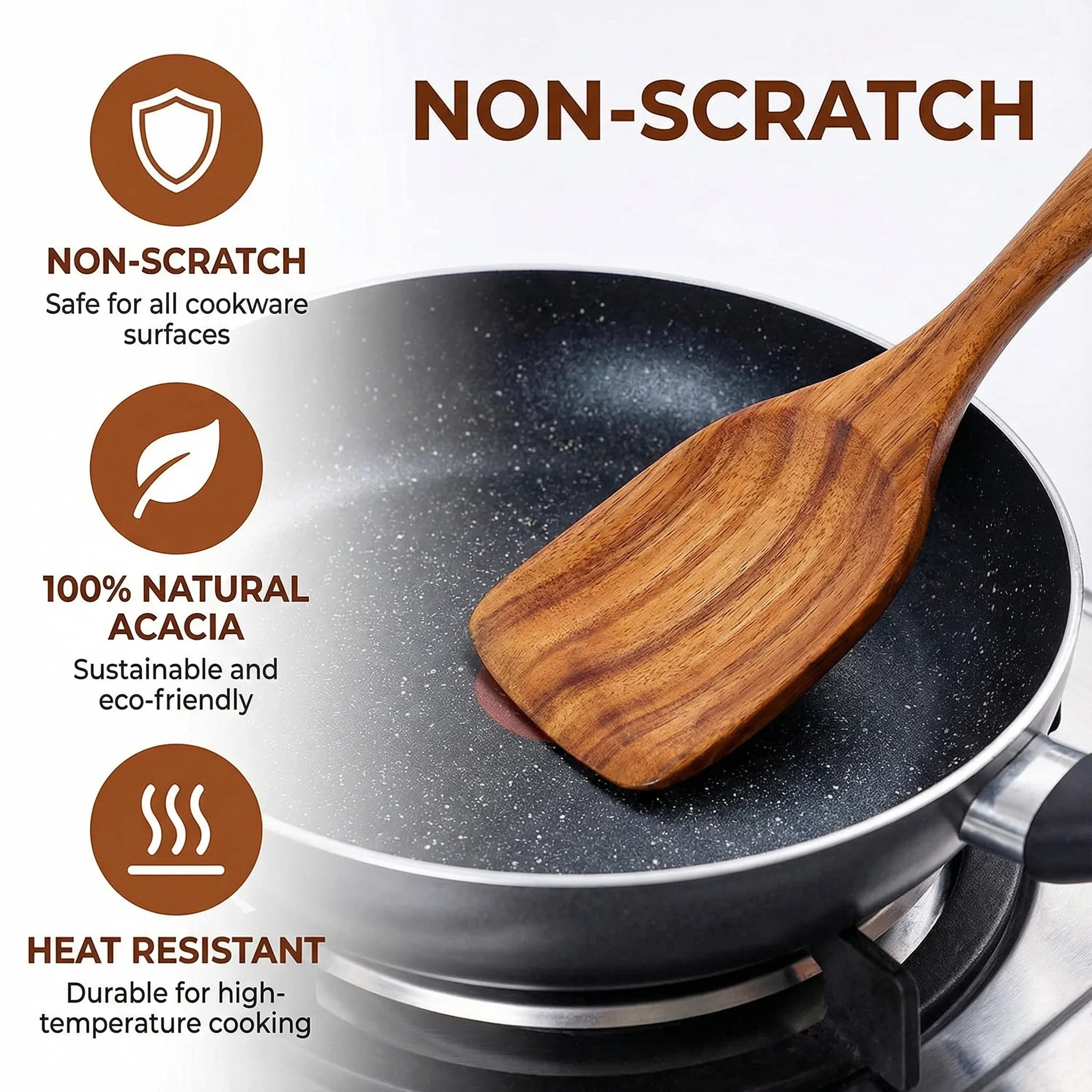9 Pcs Wooden Utensils for Cooking Wooden Utensils for Kitchen, Heat Resistant, Non-Stick