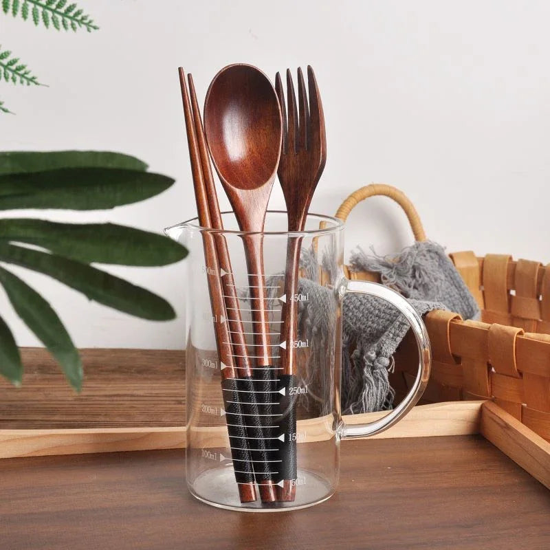 Portable Wooden Cutlery Set | Eco-Friendly Travel Spoon Fork and Chopsticks Kit