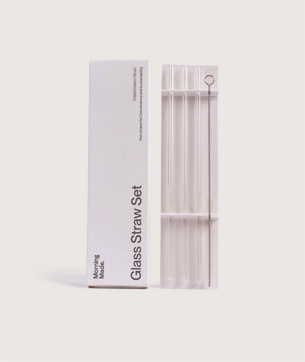 Reusable Glass Straw Set with Cleaning Brush
